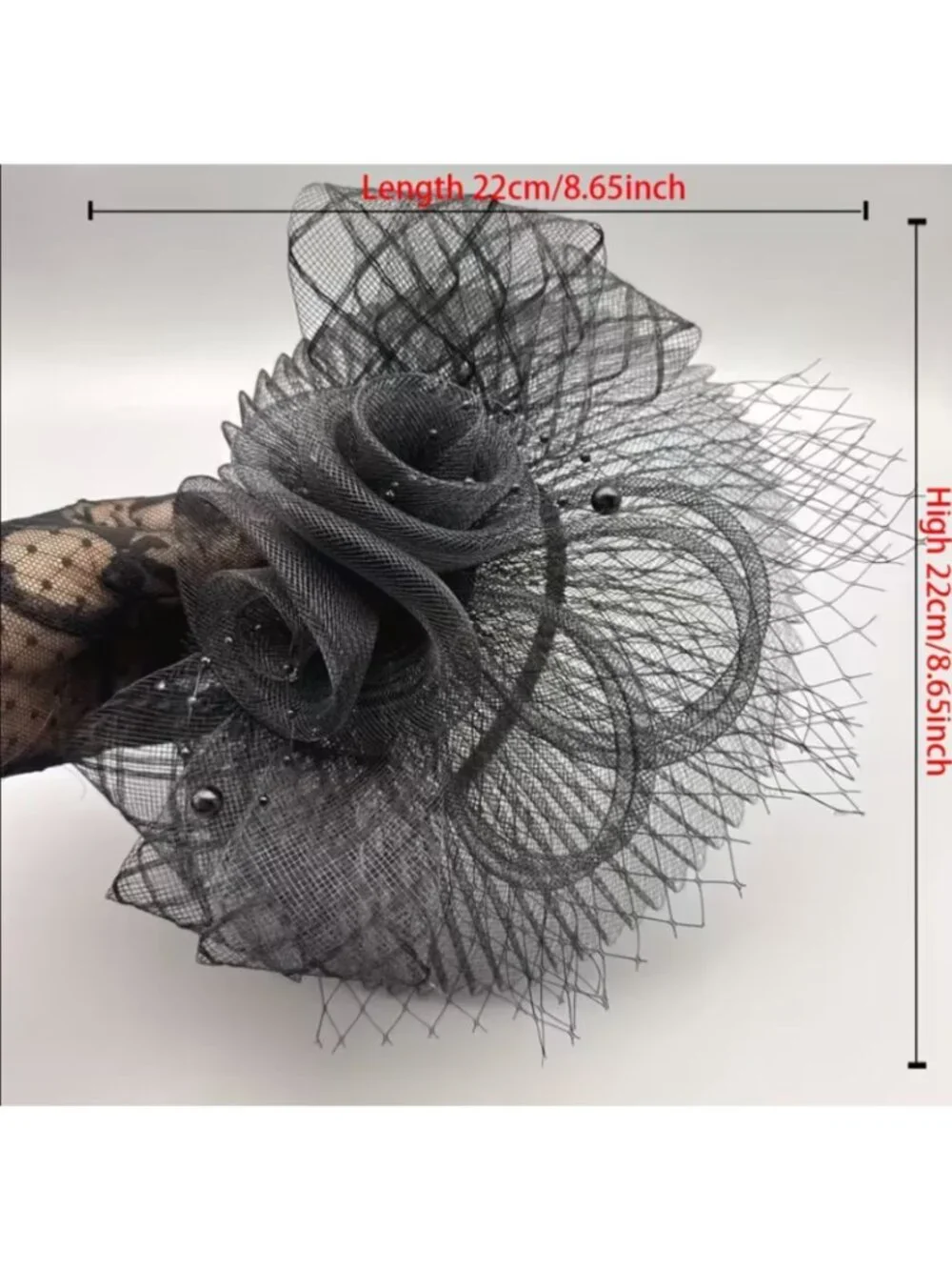 Black Rose Fascinator Hat Veil Mesh Headpiece Tea Party Derby Wedding Church